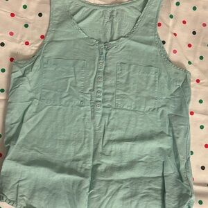 LOFT Light Green Buttoned Tank Top